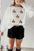 White Sequin Rodeo Patched Drop Shoulder Sweatshirt
