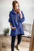 Dirty blue Fleece Lined Adjustable Drawstring Oversize Tunic Hoodie