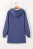 Dirty blue Fleece Lined Adjustable Drawstring Oversize Tunic Hoodie