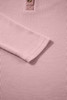Light Pink Solid Color Long Sleeve Thermal Knit Polo Collar Patchwork Top