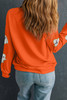 Orange Halloween Ghost Cute Patched Pattern Holiday Sweatshirt