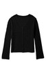 Black Lightweight Ribbed Knit Button Front V Neck Cardigan