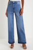 Dusk Blue Raw Hem Unique Cuffs Straight High Rise Loose Jeans