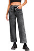 Black Chic Patch Pocket Straight Leg Loose Jeans