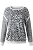 Black Leopard Printed Long Sleeve Contrast Trim Sweatshirt