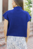Dark Blue Patch Pocket Ribbed Knit Short Sleeve Sweater