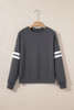Dark Grey Varsity Striped Detail Drop Shoulder Oversized Sweatshirt
