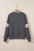 Dark Grey Varsity Striped Detail Drop Shoulder Oversized Sweatshirt