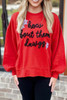 Fiery Red How Bout Them Dawgs Embroidered Script Balloon Sleeve Sweatshirt