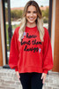 Fiery Red How Bout Them Dawgs Embroidered Script Balloon Sleeve Sweatshirt