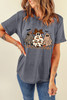 Gray Cute Halloween Ghost Printed Womens Casual Tee