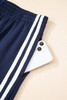 Dirty blue Varsity Striped Detail Crewneck Pullover Elastic Sweatpants 2pcs Outfit