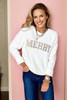 White MERRY Letter Pattern Christmas Raglan Sleeve Sweater