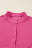 Peach Blossom Half Button Pullover Drawstring Pants Solid Color Corduroy 2pcs Outfit