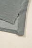 Green Bay Twist Ribbed Exposed Seam Detail Long Sleeve Loose Top