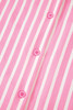 Pink Stripe Buttoned Front Long Sleeve Top and Pants 2 Piece Sleepwear