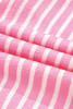 Pink Stripe Buttoned Front Long Sleeve Top and Pants 2 Piece Sleepwear