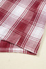 Red Retro Plaid Long Sleeve Shirt Drawstring Shorts 2pcs Lounge Set