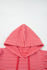 Red Stripe Puff Sleeve Stripe Hoodie