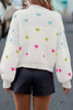 Multicolour Heart Pattern Colorblock Knit High Neck Baggy Sweater