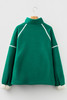 Dark Green Half Zip Contrast Trim Pocketed Plus Size Fleece Sweatshirt