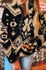 Black Western Aztec Half Zip Plush Sweatshirt