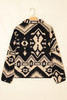 Black Western Aztec Half Zip Plush Sweatshirt