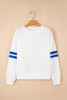 White Varsity Striped Detail Drop Shoulder Oversized Sweatshirt