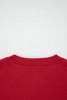 Fiery Red Contrast Trim Big Bow Accent Holiday Cropped Sweater
