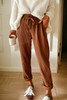 Chestnut Drawstring Elastic Waist Casual Corduroy Pants Chestnut Drawstring Elastic Waist Casual Corduroy Pants