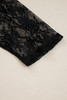 Black Plus Size Lace Patchwork Asymmetric Cutout Sheer Long Sleeve Top