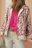Rose Leopard Print Zip-up Hooded Sweatshirt
