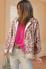 Rose Leopard Print Zip-up Hooded Sweatshirt