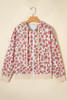 Rose Leopard Print Zip-up Hooded Sweatshirt