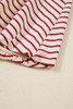 Red Stripe Cropped Collared Drop Shoulder Pullover and Bubble Mini Skirt Set
