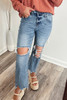Myosotis Raw Hem Ripped Open Knee Fit Flare Jeans Myosotis Raw Hem Ripped Open Knee Fit Flare Jeans