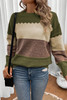 Brown Colorblock Crew Neck Drop Shoulder Sweater