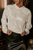 Jet Stream Sequin Hooded Long Sleeve Top
