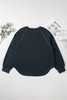 Black Studded Decor Ribbed Edge Mineral Wash Plus Size Jumper