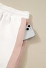 White Color Block Patchwork Drop Shoulder Pullover Casual Shorts 2pcs Outfit