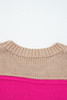 Khaki Stripe Color Block PLus Size Drop Shoulder Sweater Khaki Stripe Color Block PLus Size Drop Shoulder Sweater