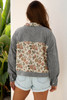 Medium Grey Ribbed Retro Floral Patchwork Shirt Style Jacket