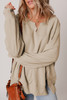 Parchment Raw Edge Exposed Seam Raglan Sleeve Side Slit Sweatshirt