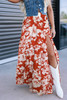 Red High Split Floral Western Cowgirl Maxi Skirt Red High Split Floral Western Cowgirl Maxi Skirt