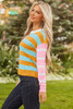Jurassic Gold Color Block Striped Pullover Sweater