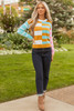 Jurassic Gold Color Block Striped Pullover Sweater