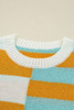 Jurassic Gold Color Block Striped Pullover Sweater
