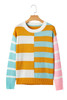 Jurassic Gold Color Block Striped Pullover Sweater