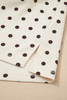 White Polka Dot Print Notched Neck Long Sleeve Top Drawstring Jogger Pants Waffle Knit Lounge Set