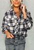 Black Plaid Print Chest Pockets Buttoned Shirt